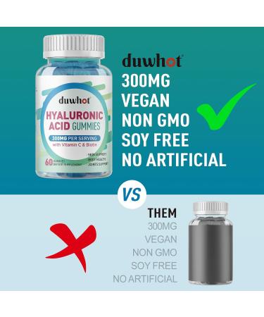 duwhot Hyaluronic Acid Gummies Hyaluronic Acid Supplements with Vitamin C & Biotin 5000mcg for Skin Hair Nails Health Joints Supplements for Women & Men Low Sugar Vegan Non-GMO 60 Counts - Buy Online on GoSupps.com