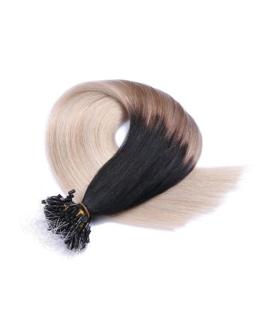 Micro Ring Hair Extensions #1B/Gray Ombre - 60cm 150 Strands 100% Remy Real Hair - Easy Use Professional Quality - Buy Online on GoSupps.com
