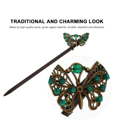 Lurrose Wooden Butterfly Hair Stick | Ethnic Chinese Bridal Hairpin | Wedding Hair Accessories for Women - Buy Online on GoSupps.com