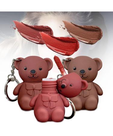behound 2 en 1 Key Chain Bear Lipstic Keychain Bear Lipsticks Long Lasting Lip Gloss Keychain 2023 New Keychain Cute Bear Beauty Makeup (02+03+05)