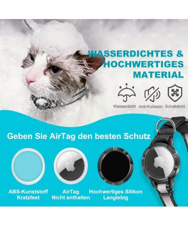 Airtag Cat Neck Band - Waterproof & Reflective Cat Collar with Safety Lock for Kittens & Small Dogs (Black XS 18-23cm) - Buy Online on GoSupps.com