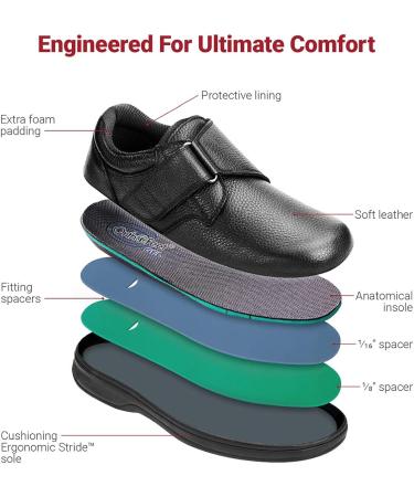 Orthofeet Diabetic Shoes for Men - Comfort & Protection. Arch Support, Arch Booster, Ergonomic Sole. Broadway 9.5 XX-Wide Black - Buy Online on GoSupps.com