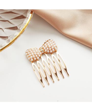 Aneneiceera Boho Gypsophila Hair Comb Barrette Gold Rhinestone Pearl Bow Hair Comb Retro Hair Barrette Decorative Daily Wearing Hair Comb Hair Bobby Pins Wedding Hair Accessories for Women and Girls - Buy Online on GoSupps.com