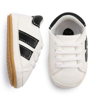 RVROVIC Baby Oxford Loafer Flats Infant Shoes 0-6 Months (White/Black) - Anti-Slip PU Leather Soft Sole Sneakers - Buy Online on GoSupps.com