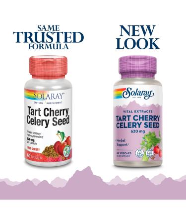 Solaray Tart Cherry Celery Seed 620 mg - 60 Vegan Capsules for Joint & Immune Support - Buy Online on GoSupps.com