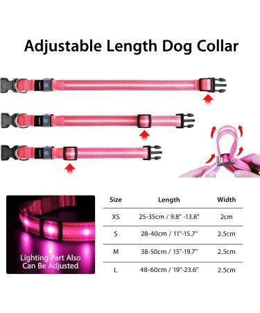 Masbrill LED Dog Collar - Waterproof Adjustable Luminous Safety Collar with 3 Flashing Lights for Small Medium & Large Dogs - Pink (28-40cm) - Buy Online on GoSupps.com