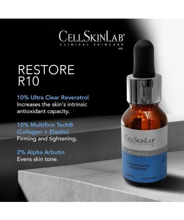 Restoring and Tightening Serum by CellSkinLab - Anti-Aging Reparative Skincare with 10% Resveratrol Collagen & Elastin | Restore R10 - Shop Internationally - Buy Online on GoSupps.com
