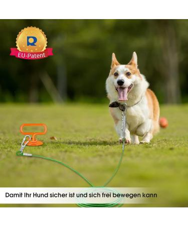 Heavy-Duty Soil Anchor Dog Leash & Stake for Large Dogs up to 220 lbs | Durable Spiral Blade Anchor for Garden Beach & Lawn - Orange - Buy Online on GoSupps.com