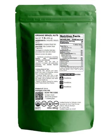 Organic Brazil Nuts 1lb - Non-GMO, Raw, Whole, Unsalted, Kosher - Vegan, Keto, Paleo Friendly - Bulk Trail Mix Snack - Selenium-Rich Superfood - Buy Online on GoSupps.com