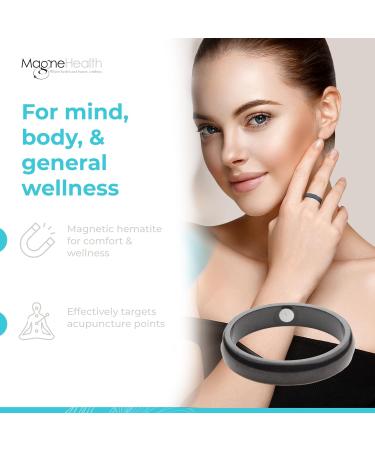 Magnetic Hematite Thin Band Ring - Unisex Black Wellness Ring for Pressure Points Enhance Style & Well-Being Gift Idea - Size 8 - Buy Online on GoSupps.com