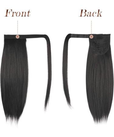 FESHFEN Natural Black Straight Ponytail Extension - 16 Inch Synthetic Hair Wrap Around Clip in Hairpiece for Women and Girls - Buy Online on GoSupps.com