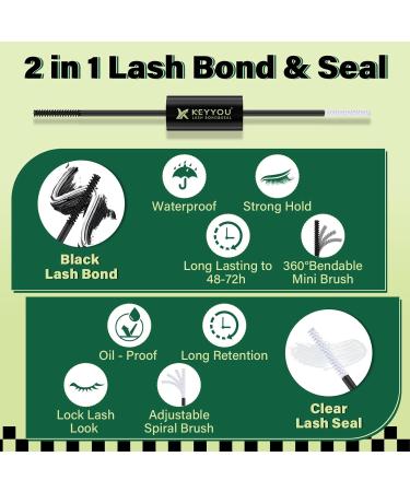 Lash Bond and Seal - KEYYOU Waterproof Lash Glue for Longevity | 10ML Bond & Seal Cluster Mascara | Black - 5ml + 5ml - Buy Online on GoSupps.com