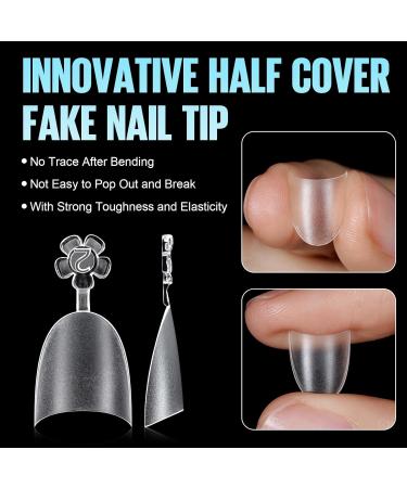 TOMICCA Short Oval French Nail Tips - 240pcs Natural Matte False Nails for Acrylic Extensions | Half Cover Artificial Nail Tips in 15 Sizes | Salon Quality Half Cover-Short Oval - Buy Online on GoSupps.com