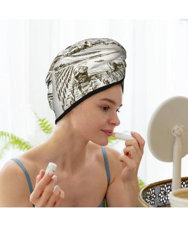 Hair Towel Wrap - Fast Drying Hair Turban with Button - Rice Harvest Design - Ideal for Quick Hair Drying | International Shipping - Buy Online on GoSupps.com