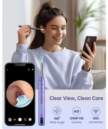 Buy Ear Wax Removal Tool Camera - 1296P HD Cleaner Kit with 10 Picks & LED Lights for iOS/Android - Lavender - Buy Online on GoSupps.com
