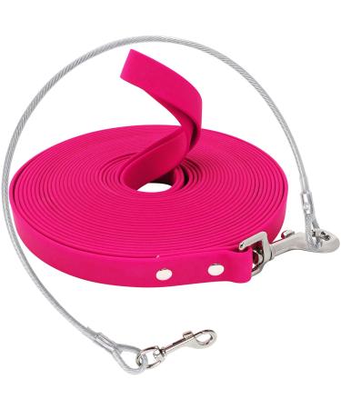 Waterproof drag line for dogs with chew proof tie-out linen 3-30m waterproof training line for large to small dogs robust dog leash (rose 15m) 15m rose