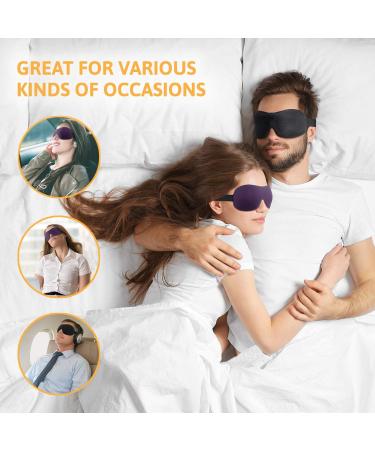 ROVAZO 3D Sleep Mask and Ear Plug Travel Set 2 Pack - Contoured Adjustable Eye Shades with Comfortable Silicone Ear Plugs - Ideal for Planes and Naps - Bonus Pouch - Buy Online on GoSupps.com