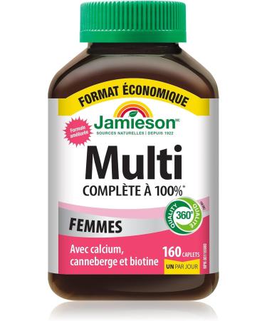 Jamieson 100% Complete Multivitamin for Adult Women Value Size with Calcium Cranberry & Biotin 160 count (Pack of 1) - Buy Online on GoSupps.com