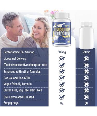 Zaigon Benfotiamine Thiamine Vitamin B1 Supplement 600mg Liposomal Fat Soluble VIT B1 with Alpha-Lipoic Acid for Men & Women Energy Boost Glucose Metabolism & Nerve Support (120 Vegan Capsules) 120 Count (Pack of 1) - Buy Online on GoSupps.com