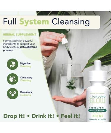 Chloroglow 1500mg Liquid Chlorophyll Oxygen Drops - Energy & Immune Support, Natural Detox, Altitude Sickness Prevention, 30ml - Buy Online on GoSupps.com
