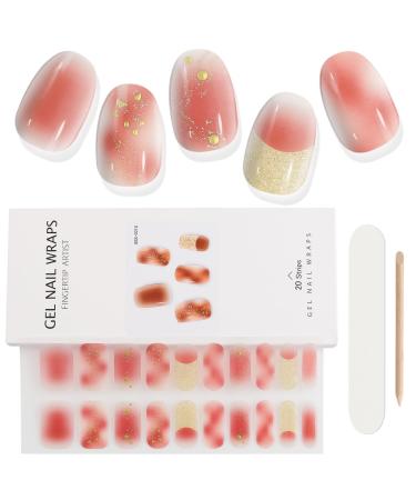 EBANKU 20 PCS Gel Nail Strips Nail Gel Polish Strips Full Wraps Adhesive Gel Nail Stickers with Nail File and Stick(UV/LED Lamp Required) (8)