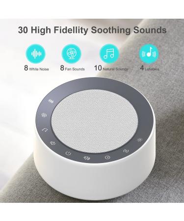 YTE White Noise Machine with 30 High Fidelity Soundtracks, Night Lights, Timer & Memory Features - Perfect Sound Machine for Babies & Adults - Buy Online on GoSupps.com