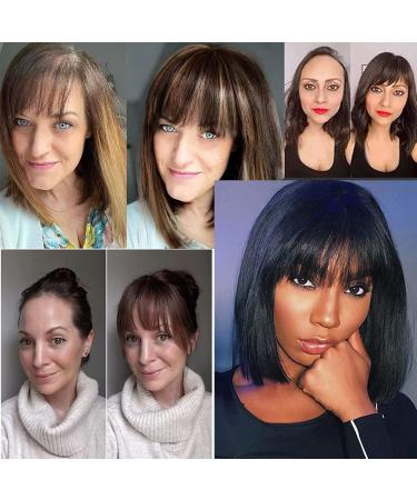 Bismanhair Women's Real Human Hair Toupee 12 with Bangs - Medium Yellowish Brown - Buy Online on GoSupps.com