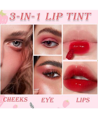 Shop 6 Colors Lip Tint Stain Mini Liquid Lipstick | Korean Moisturizing Velvet Lip Tint & Waterproof Longwear Blush - Vivid Strawberry Shades - Buy Online on GoSupps.com