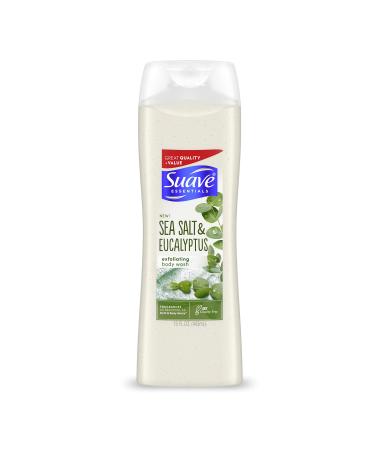 SUAVE BODY WASH Essentials Exfoliating Body Wash and Oily Skin Cleanser with Sea Salt & Eucalyptus for Smooth Skin 15 oz