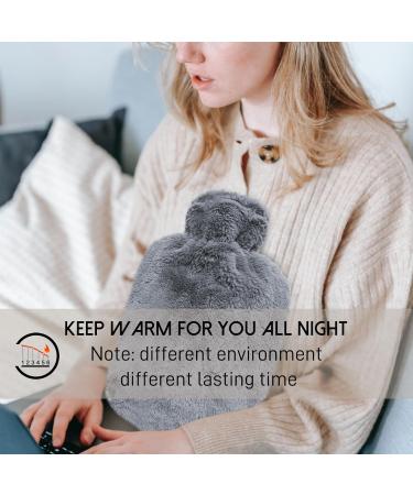 Buy 2 Liter Hot Water Bottle with Cover | PVC Warm Bottle for Pain Relief | Classic Dark Gray | Ideal for Neck Shoulders Cramps & Cold Therapy - Buy Online on GoSupps.com