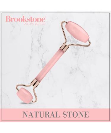 Brookstone Face Skin Care Roller - Dual-Sided Rose Quartz Massager for Anti-Aging & Lymphatic Drainage - Premium Facial Tool in Blush Pink - Buy Online on GoSupps.com