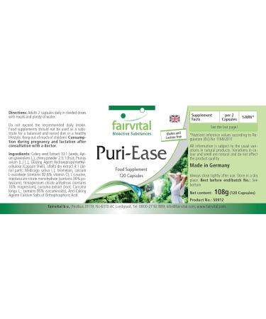 Fairvital PuriEase with celery seed alfalfa bromelain vitamin C turmeric and much more 120 capsules tested for quality and high dosage 100 vegan Made in Germany - Buy Online on GoSupps.com