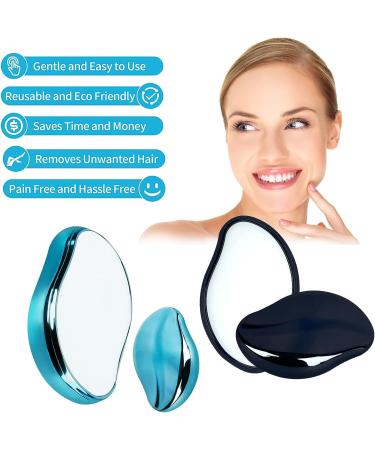 2 Pcs Crystal Hair Eraser Set | Reusable Painless Hair Remover for Men and Women | Portable Exfoliation Tool for Back, Arms, Legs | Washable | Blue & Black - Buy Online on GoSupps.com