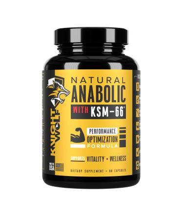 Night Wolf Supps KSM-66 Organic Ashwagandha 600mg Fenugreek Natural Anabolic and Muscle Support - with AstraGin for High Absorption - USA Made & Non GMO 3rd Party Tested - 90 Capsules KSM-66 Natural Anabolic