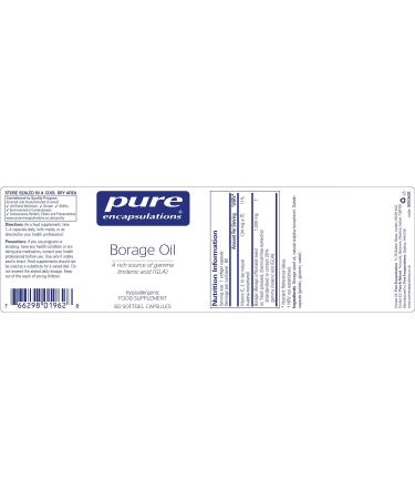 Pure Encapsulations Borage Oil 200mg GLA - Rich Source of Gamma Linolenic Acid - 60 Softgels - Buy Online on GoSupps.com