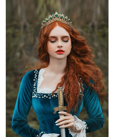 SWEETV Emerald Green Bridal Crown Princess Tiara Headband - Costume Party Accessories - Buy Online on GoSupps.com