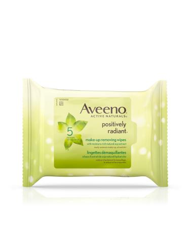 Aveeno Make Up Removing Wipes Positively Radiant Facial Cleansing Wipes With Soy Extract 25 Count