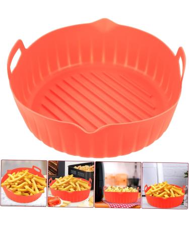 GRIRIW Air Fryer Pan Silicone Baking Pan Square Handle Design Silicone Liner Non Stick to Rotate Fried Fish Red 23X20X8CM - Buy Online on GoSupps.com