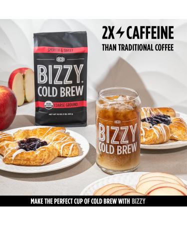 Bizzy Organic Cold Brew Coffee | Smooth & Sweet Blend | Coarse Ground | Specialty Grade Arabica | 1 LB Pack - Buy Online on GoSupps.com
