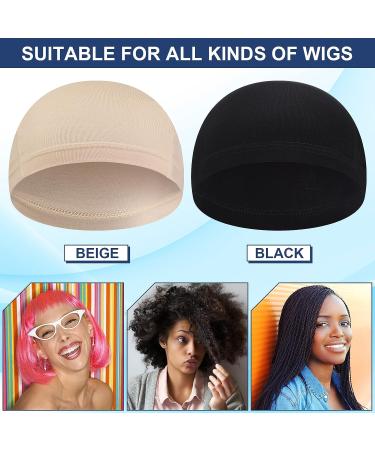 Janmercy 4 Pcs Bamboo Fiber Wig Cap Set - Women's Elastic Breathable Bald Cap for Hairloss - Black & Beige - Buy Online on GoSupps.com