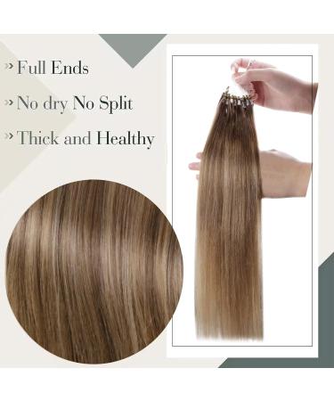 Laavoo Brown Microring Hair Extensions - Real Hair Balayage Ombre #8/16/8 - 50g 35cm Micro Loop Extensions - Buy Online on GoSupps.com