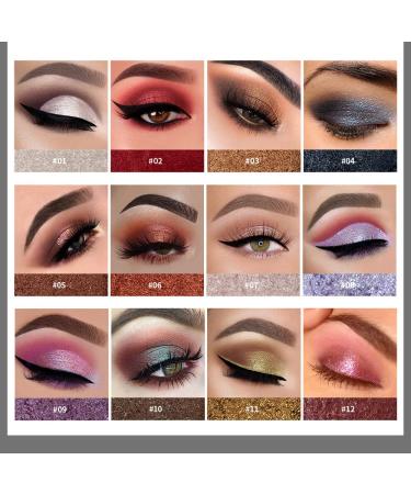 AKARY 12 Colors Glitter Eyeshadow Palette - Highly Pigmented Monochrome Pearlescent Eye Makeup Gift for Women and Girls - Buy Online on GoSupps.com