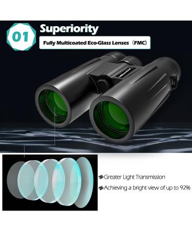 UBeesize 12x42 HD Binoculars with Phone Adapter - Waterproof and Professional Binoculars for Bird Watching, Hunting, Travel - Clear Low Light Vision - Buy Online on GoSupps.com