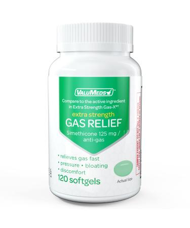 ValuMeds Extra Strength Gas Relief to Relieve Pressure Bloating and Painful Discomfort (120 Softgels) | Maximum Strength Anti Gas Pills Comparable to Gas-X
