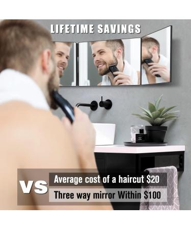 OLIBUY 3 Way Haircut Mirror for Shaver and Makeup - Height Adjustable Tri-fold Mirror for Self Haircut, Perfect Gift for Men or Women - Buy Online on GoSupps.com