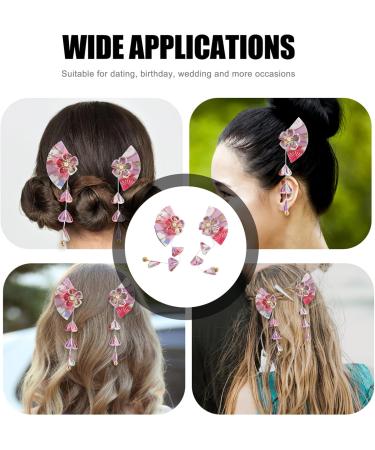 Amosfun 1 Pair Hair Jewelry Small Hair Clips Flower Tassel Hairpin Flower Hair Clips Women Hairpins Japanese Style Barrettes Fan Hair Clips Women Hair Clips Girl Bride Accessories Metal - Buy Online on GoSupps.com