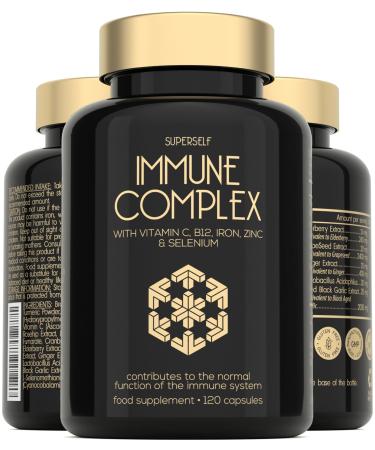 Immune System Booster - Immune Support & Recovery Complex - Vitamin C Zinc Selenium Elderberry Probiotics - Immune System Vitamins for Adults - 120 Capsules - Vegan Immunity Booster Supplement
