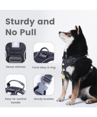 Pawaii Dog Harness for Small Dogs - Adjustable Breathable & Anti-Pull - Reflective Design - Perfect Fit (Chest: 43cm-55cm) - Davys Gray - Buy Online on GoSupps.com