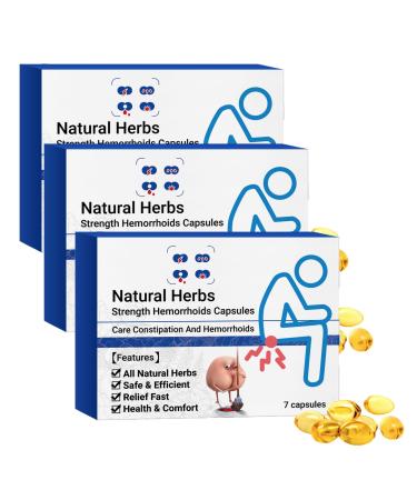 NYYQYYN Heca Natural Herbal Strength Hemorrhoid Capsules Heca Capsules Herbal hemorrhoid Capsules Relieve itching 1box 7PCS (3BOX-21PCS)