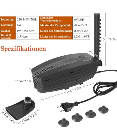 Buy Fedour 165GPH Aquarium Filter U-V with Timer | Adjustable 8W Pump for 30-180L Tanks | Biochemical & Activated Carbon Filtration - Buy Online on GoSupps.com